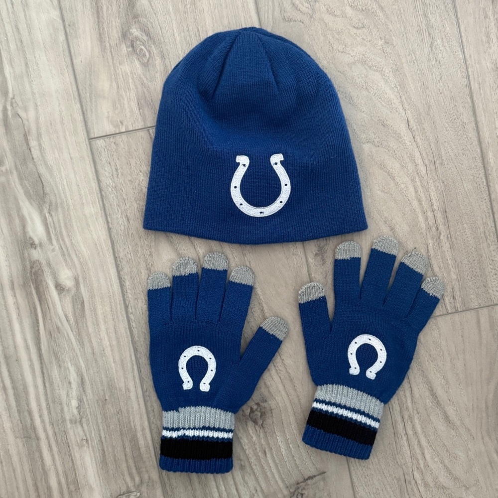 NEW FOOTBALL INDIANAPOLIS COLTS REVERSIBLE Hat Gloves youth, one size